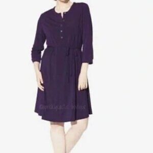 Merona Shirt Dress Purple Plus Size 3X Belted Work Office Career